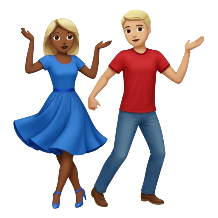 Two people  conservative people dancing. A man wearing red with light skin and blonde hair. A women wearing bue with dark skin and brown hair. sticker