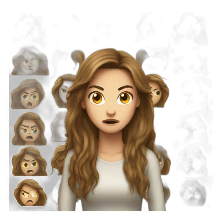 Brown long hair, white girl angry sticker