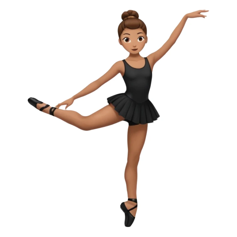 menina cabelos castanhos em coque vestida de roupas de jazz e sapatilhas pretas sticker