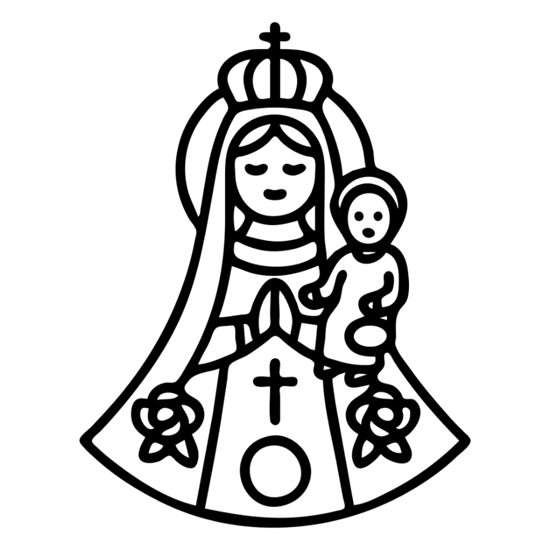 Nossa Senhora da Abadia, black outline style, simple icon without fill sticker