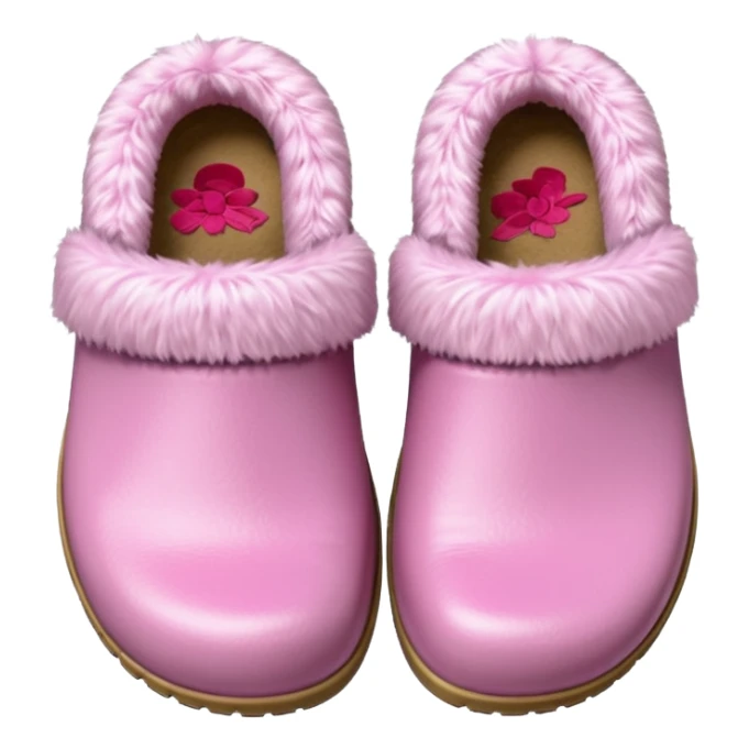 crocks with fur liningin pastel pink color sticker