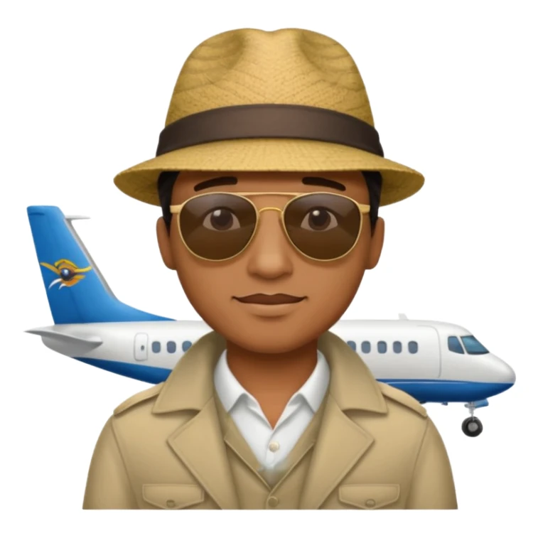Visage homme créole réunionnais avec chapeau arrive avion sticker