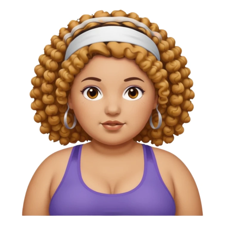 curly fat girl with headband, sportsy sticker