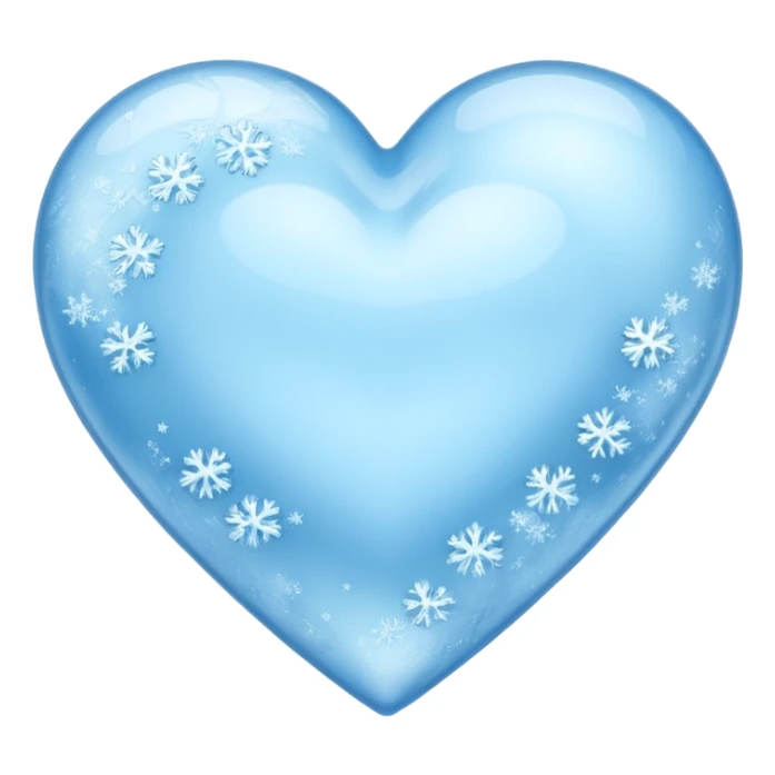 a solid ice blue heart covered in frost as though it was frozen. sticker