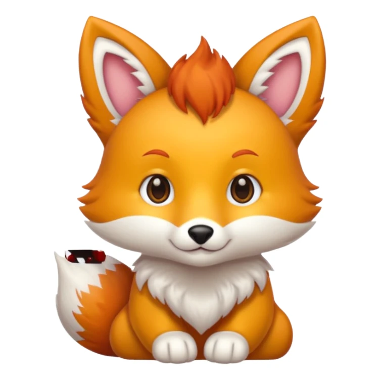 renard kawai avec un coeur jaune sticker