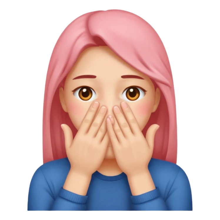 😳 emoji blushing and completely covering face with hands because they are flustered and embarrassed, face is very flushed sticker