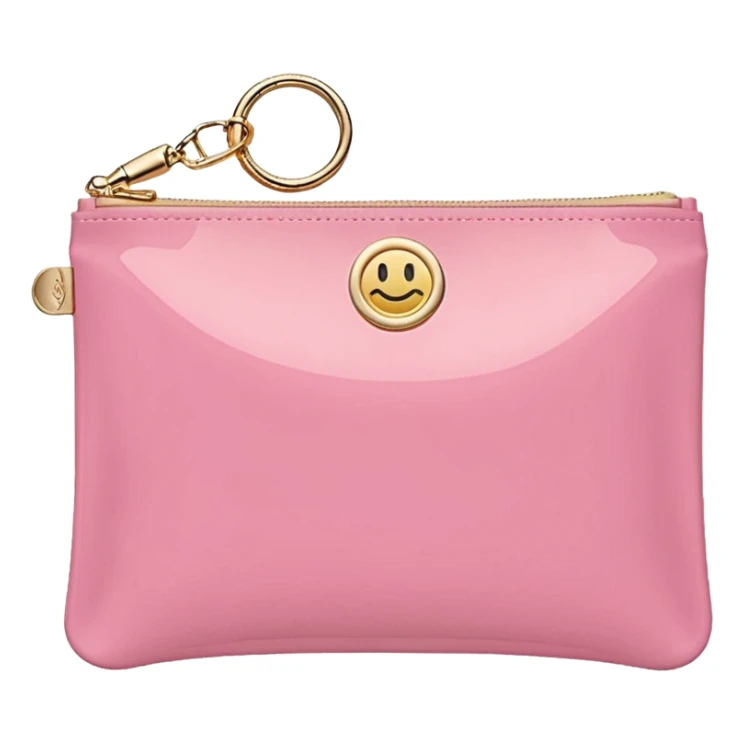 pink stoney clover lane rectangle pouch with shiny gold hardware and a circle zipper puller in sticker