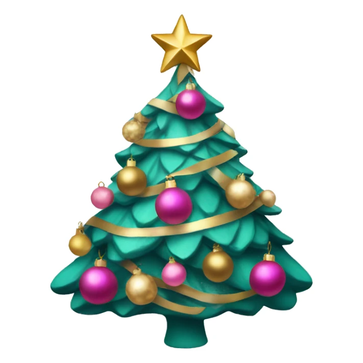 Christmas tree with pink, gold and teal ornaments sticker