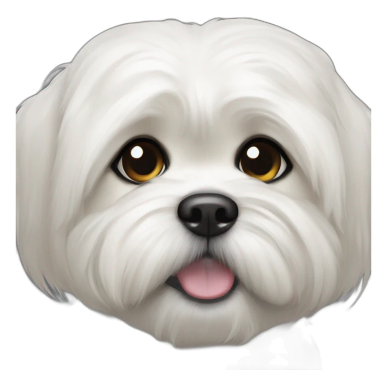 white lhasa apso with black spot on right eye, smiling sticker