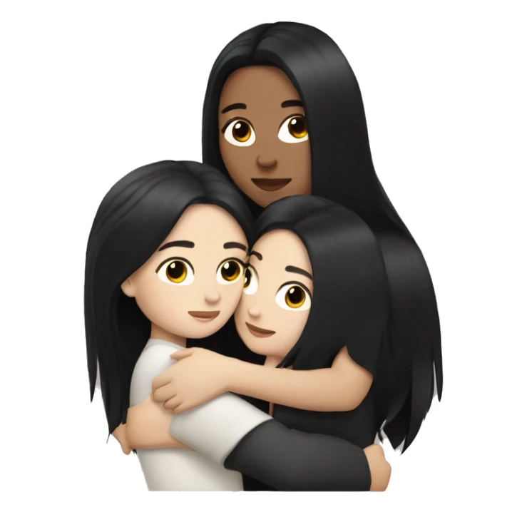 Lesbians with long black hair and white skin cuddling romantically sticker