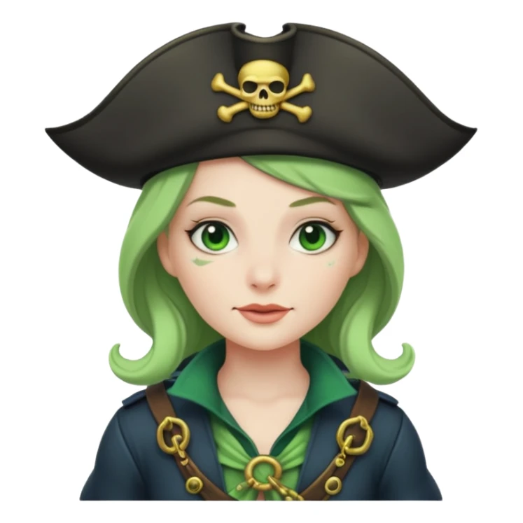 female whale pirate, in green pirate outfit  sticker
