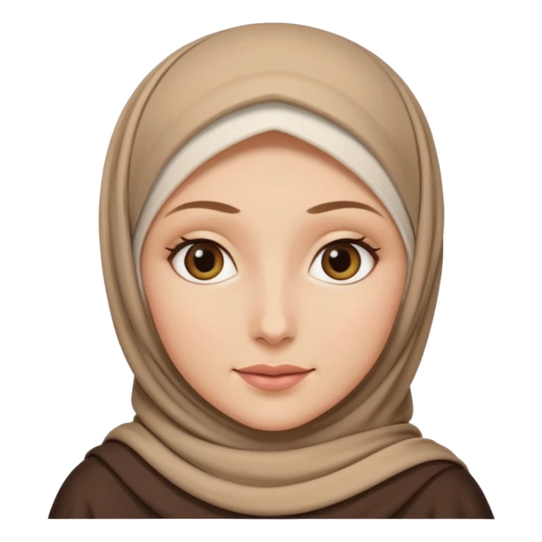 Make a girl with a hijab apple emojies styles and make her white and only her face appear and looking forward not left or right sticker