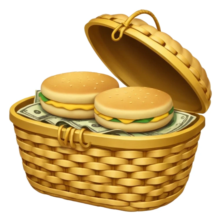 two baskets, one filled with money, another with colombian arepas sticker