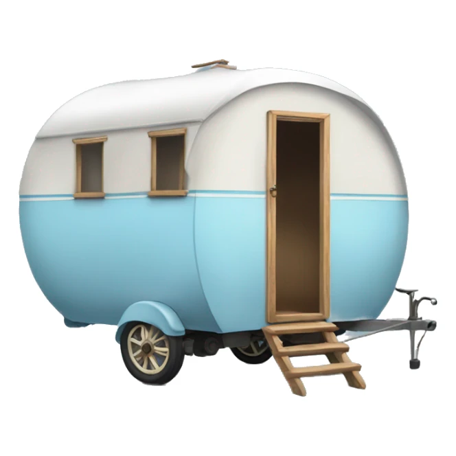 Realistic light blue vintage round gypsy caravan wagon camper sticker