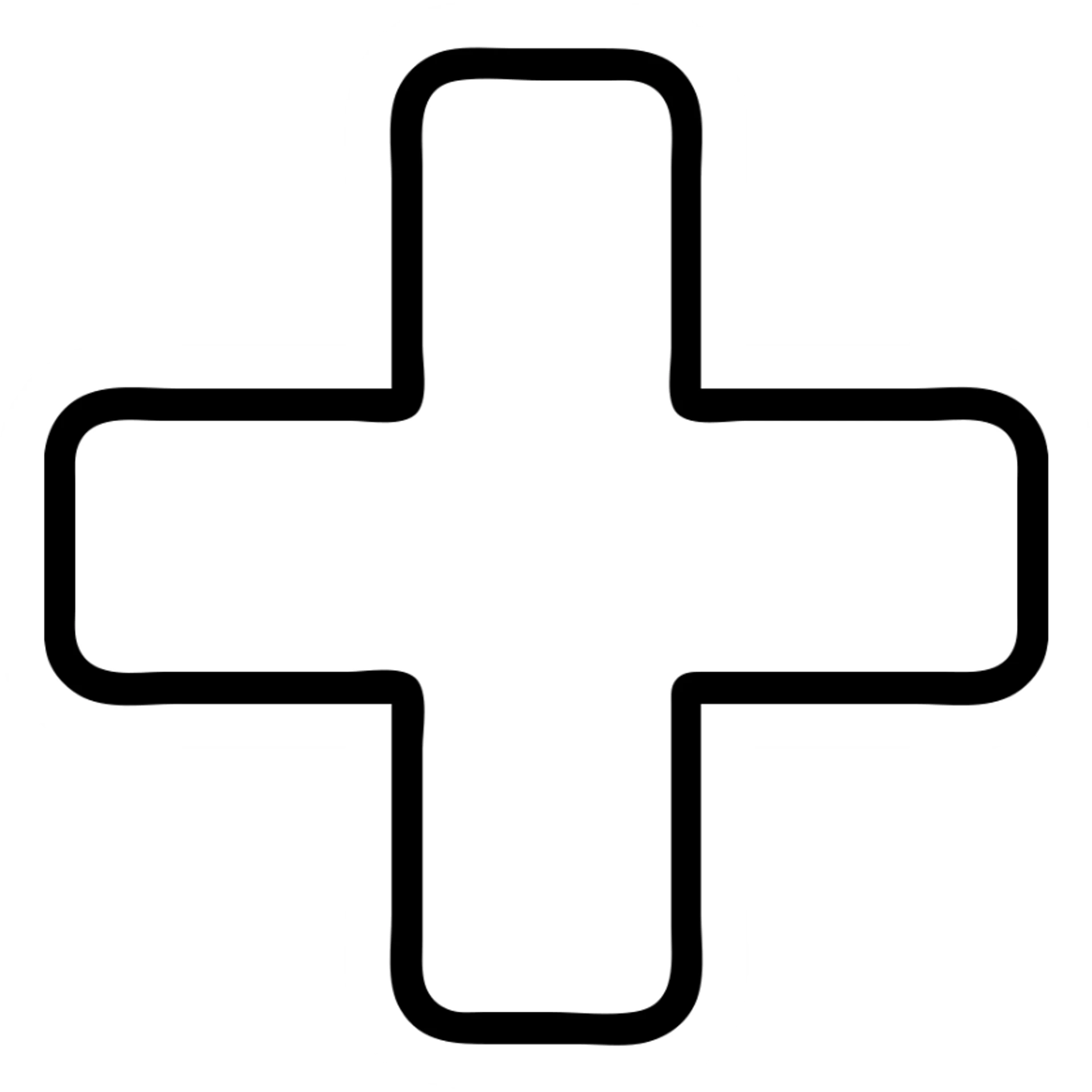 Edit the yellow plus icon with thick lines, centered, no text, and no background, ensuring boldness and clarity. sticker