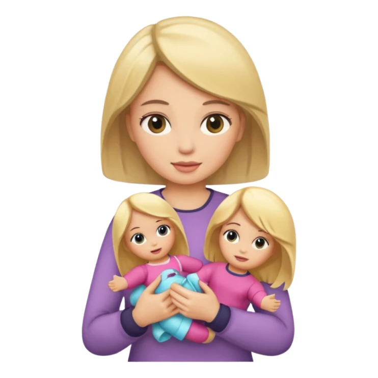woman holding blonde doll sticker
