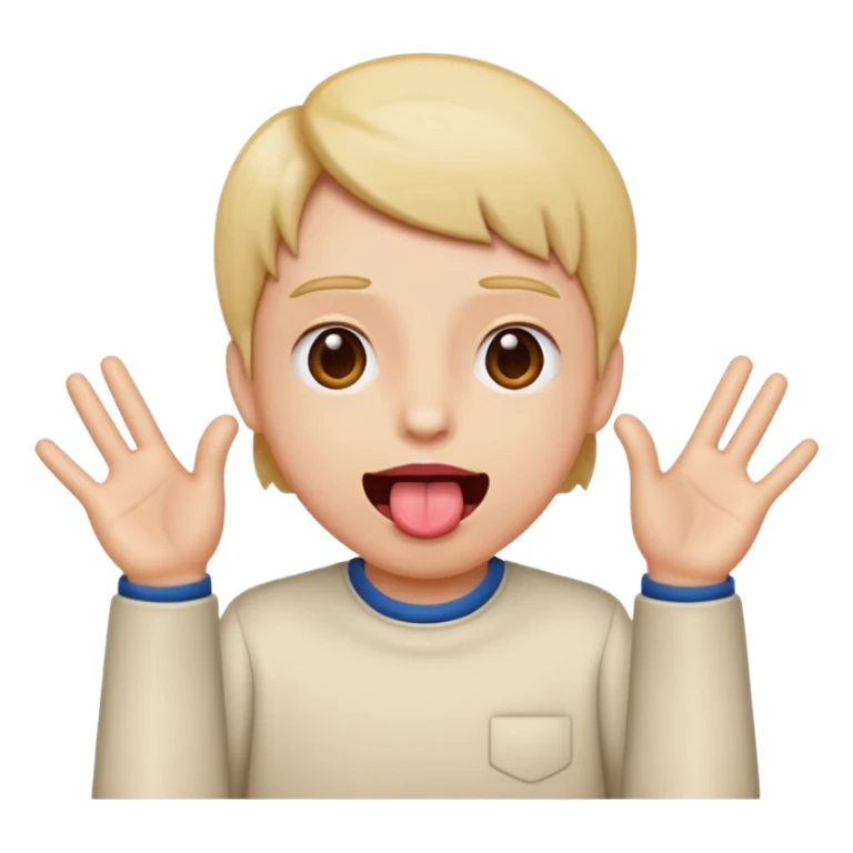 Tongue out with hands to the side ￼￼ sticker