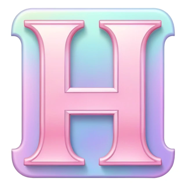 Iridescent pastel pink romantic formal elegant sophisticated Font setting icon with letter H sticker