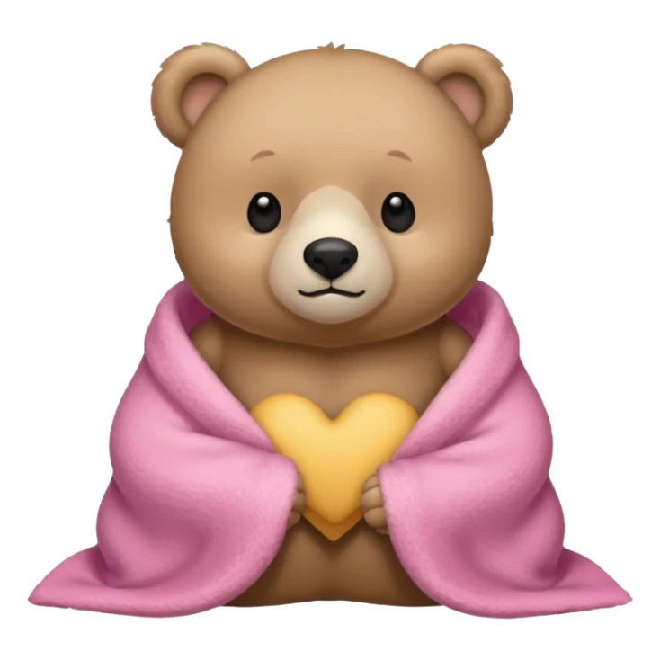 cuddly bear with a pink blanket wrapped around him sticker