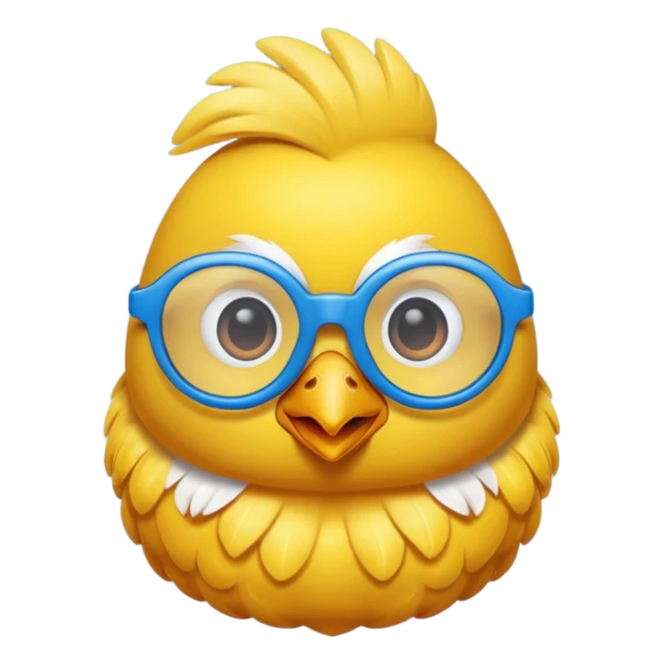 Pollito amarillo con gafas de marco azul sticker