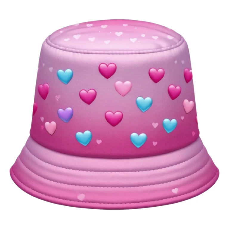 Pink ombre bucket hat with hearts and glitter sticker