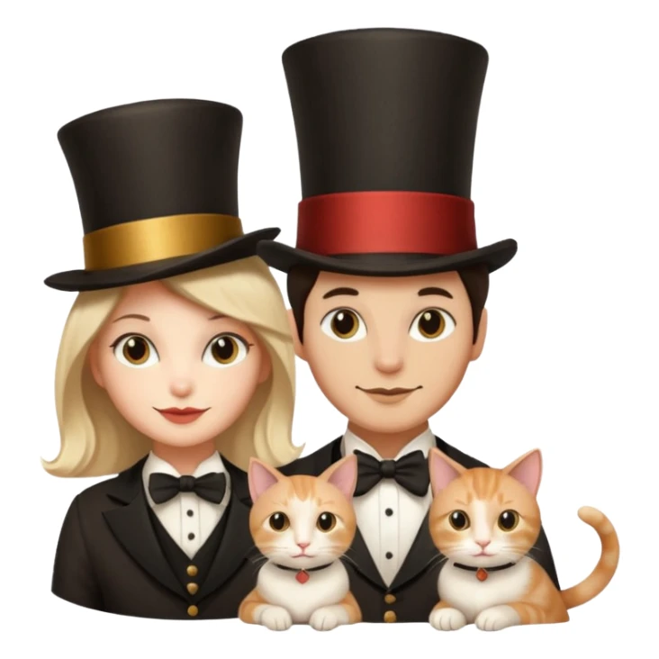 magician couple and their pet cat sticker
