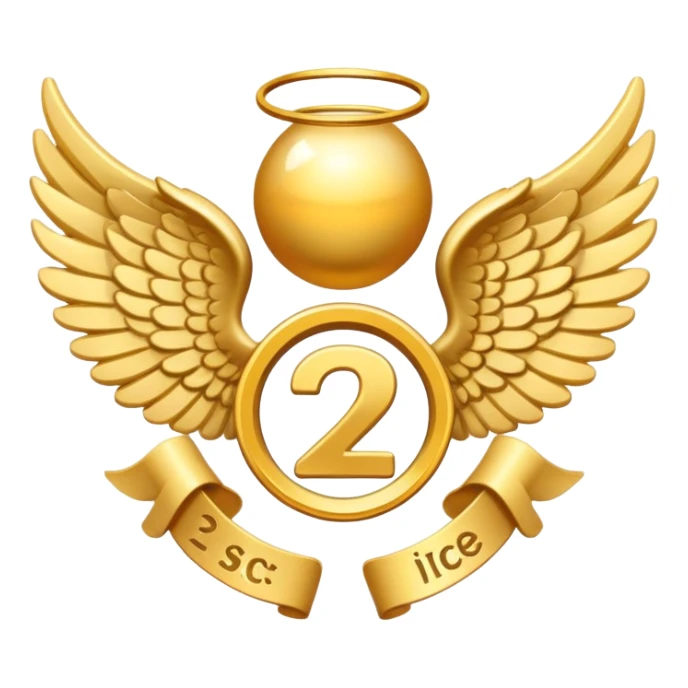 2st place award (number) decorated with angel wings golden sticker