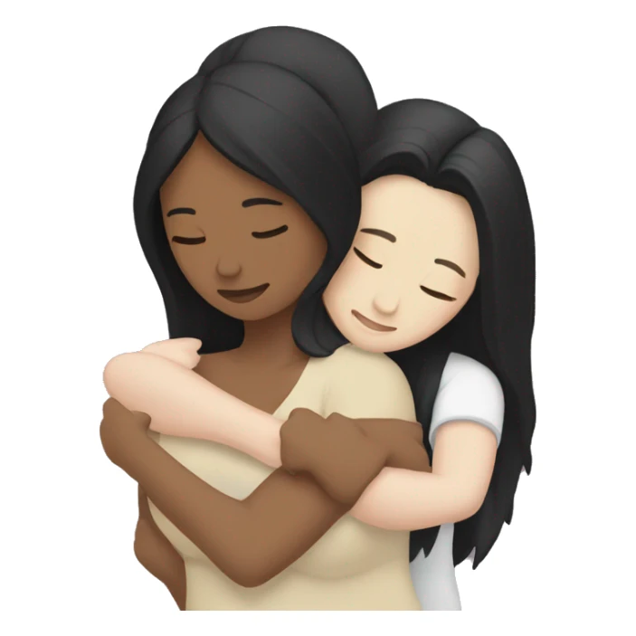Lesbians with long black hair and white skin hugging passionately sticker