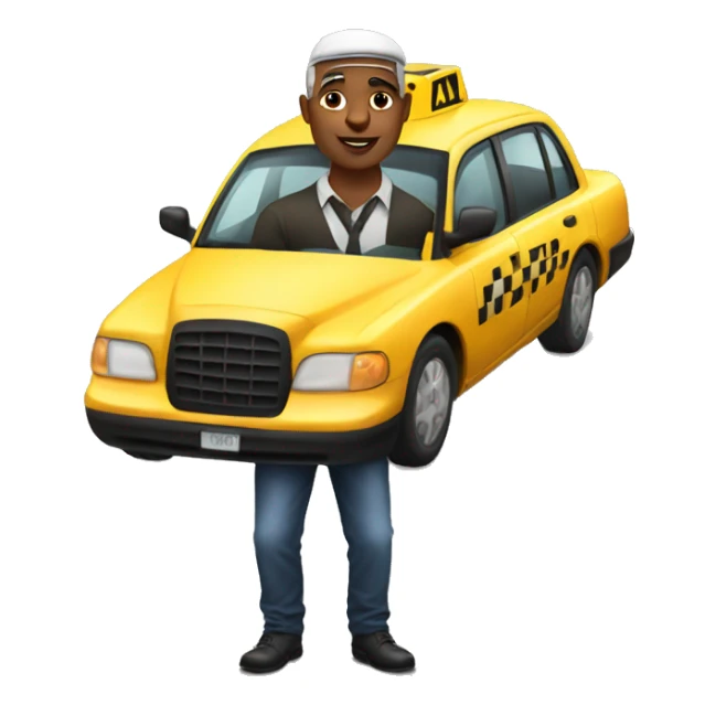 taxi driver with girls on his sides sticker