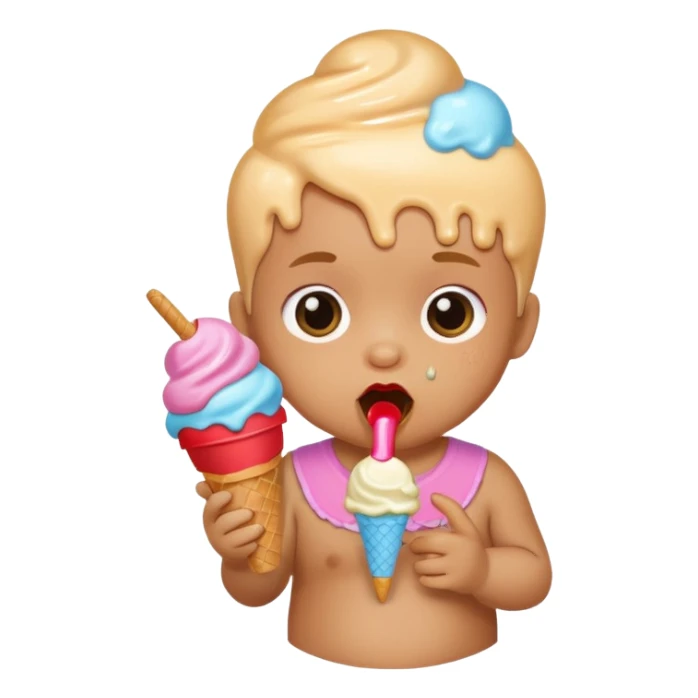 Baby eating ice cream sticker