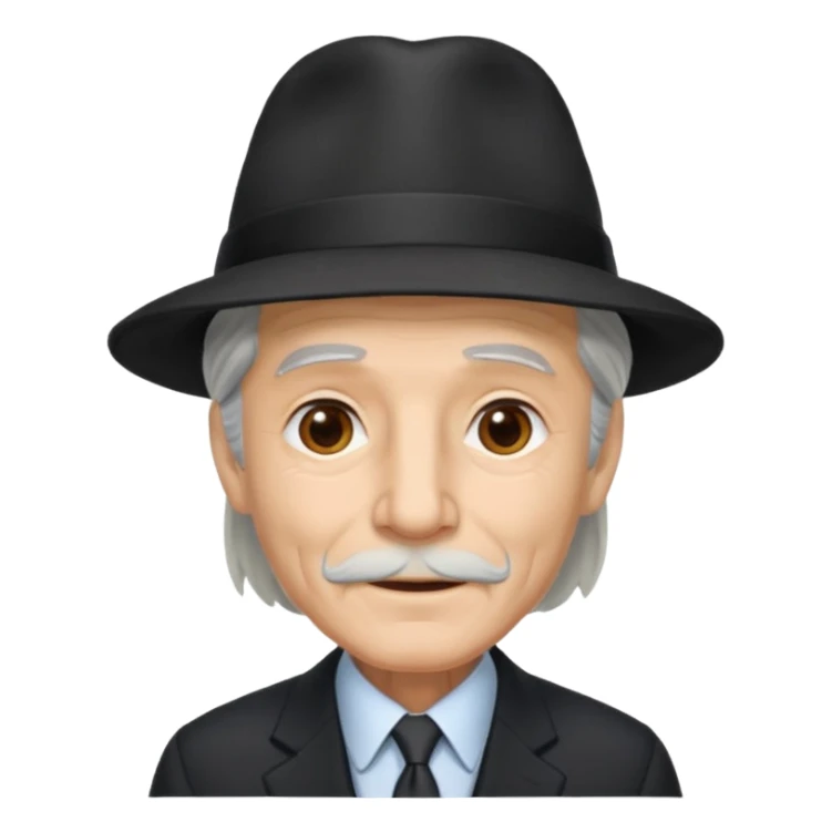 Elderly men with hats long hair with black shoot sticker