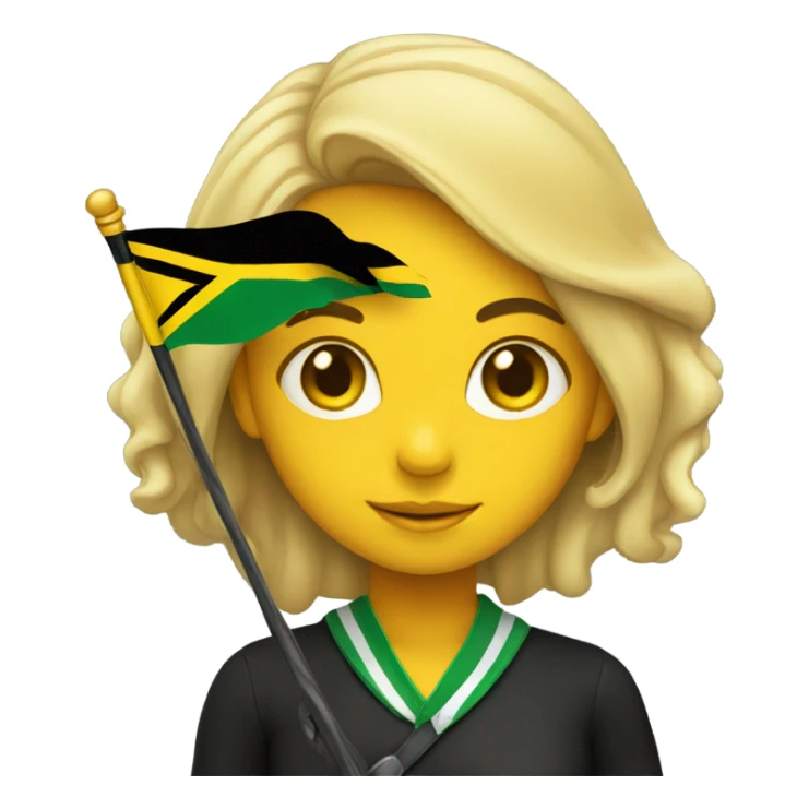 A girl with a Jamaican flag  sticker