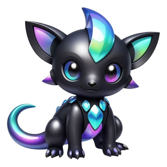 Modern futuristic Iridescent black dark fakemon-creature sticker
