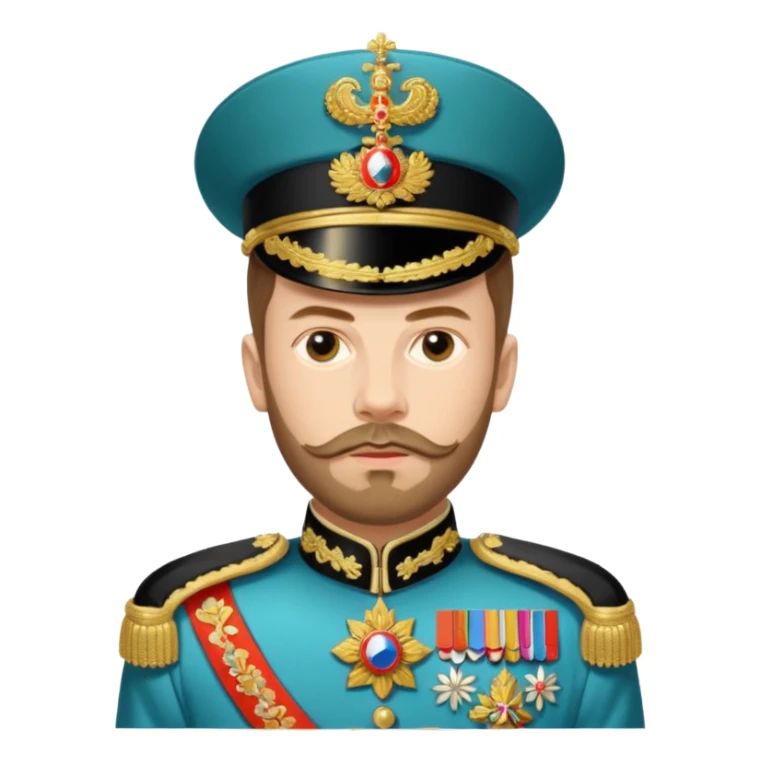 Nicholas II, Russian tsar, ornate uniform sticker