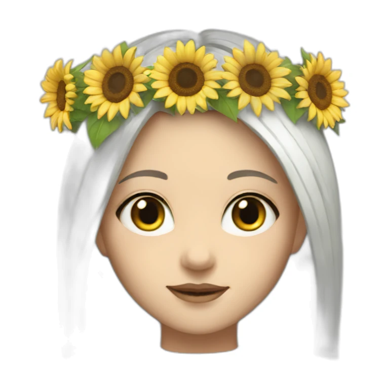 white sunflower crown girl sticker
