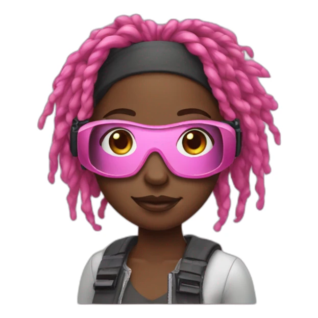 black girl with pink locs wearing VR headset sticker