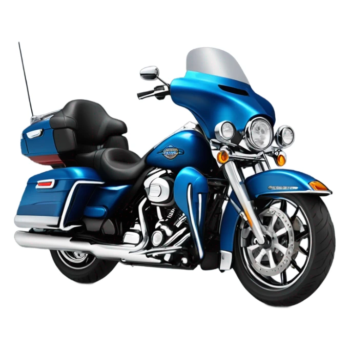 harley davidson ultra classic in big blue pearl and vivid black color scheme with recurve windshield and two shorter antennas  sticker