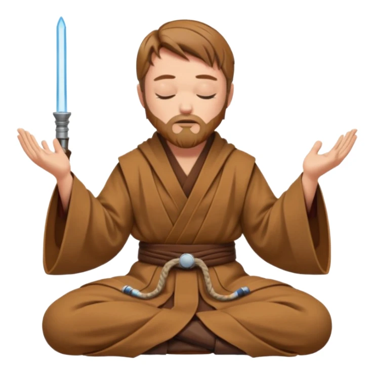 Make Obi-Wan meditating position with jedi robes nk cape closed eyes with jedi boots sticker