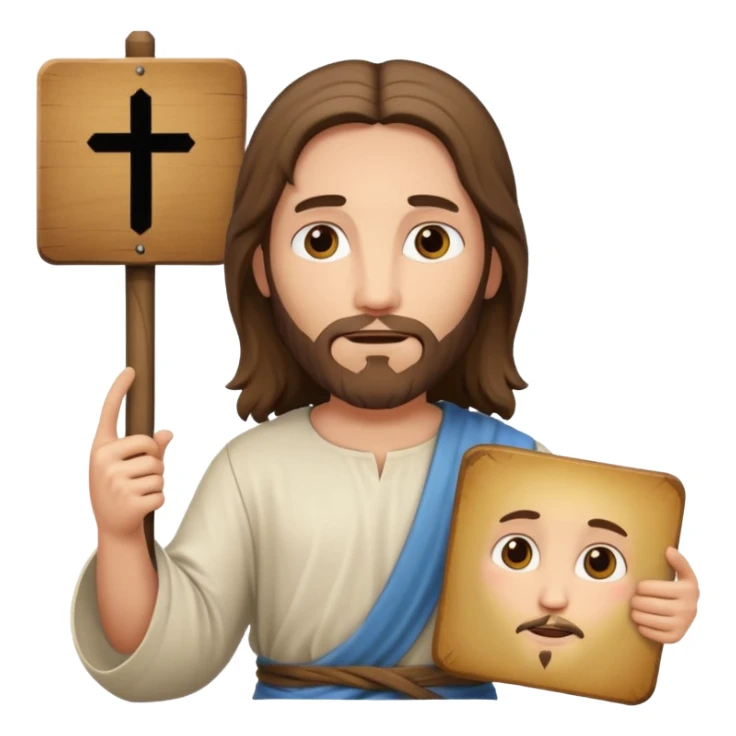 Jésus avec une pancarte dans ses mains dans ses mains sticker