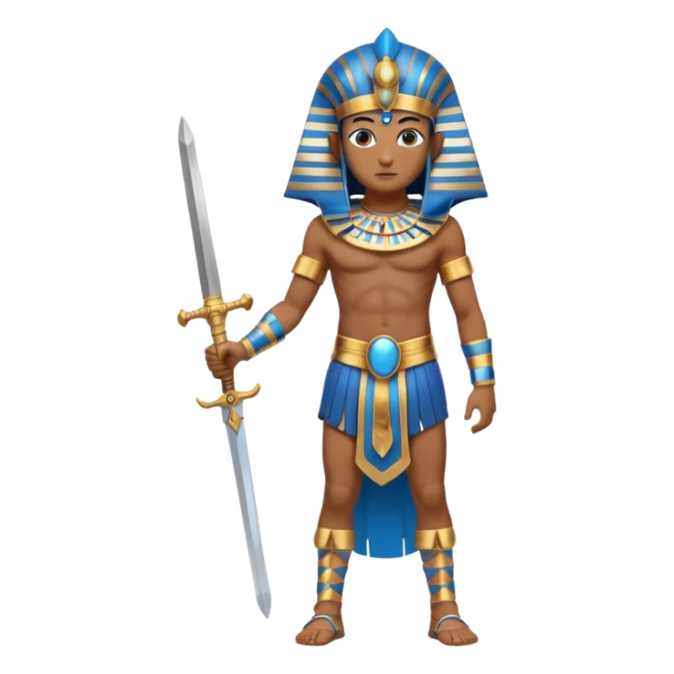 fullbody egyptian ancient soldier with sword and blue headdress sticker
