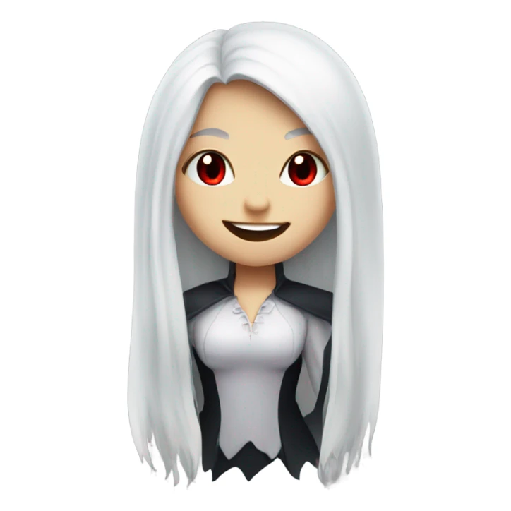 happy vampire girl red eyes white hair sticker