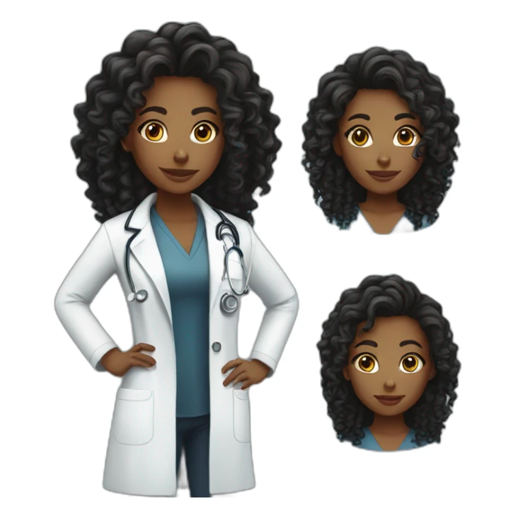 Pretty young black female doctor with long curly hair sticker