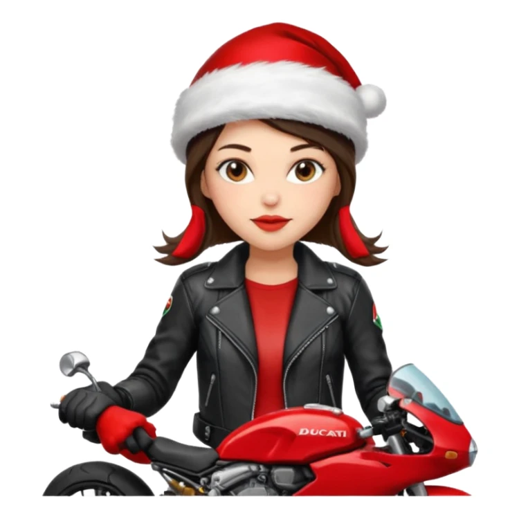 biker girl brune moto christmas ducati sticker