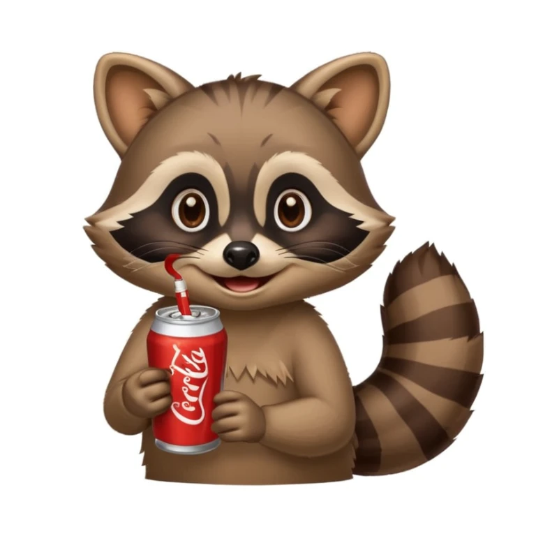 make an emoji of a raccoon drinking coke  sticker