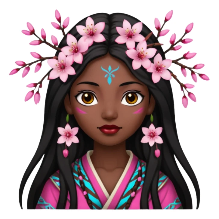 tribal woman with cherry blossom sticker