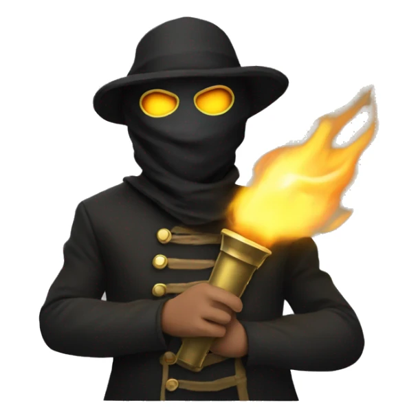Masked man in revolution costume with torch sticker