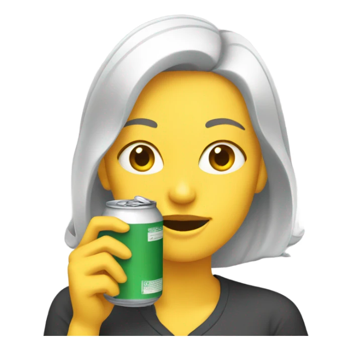 White woman drinking from a can sticker