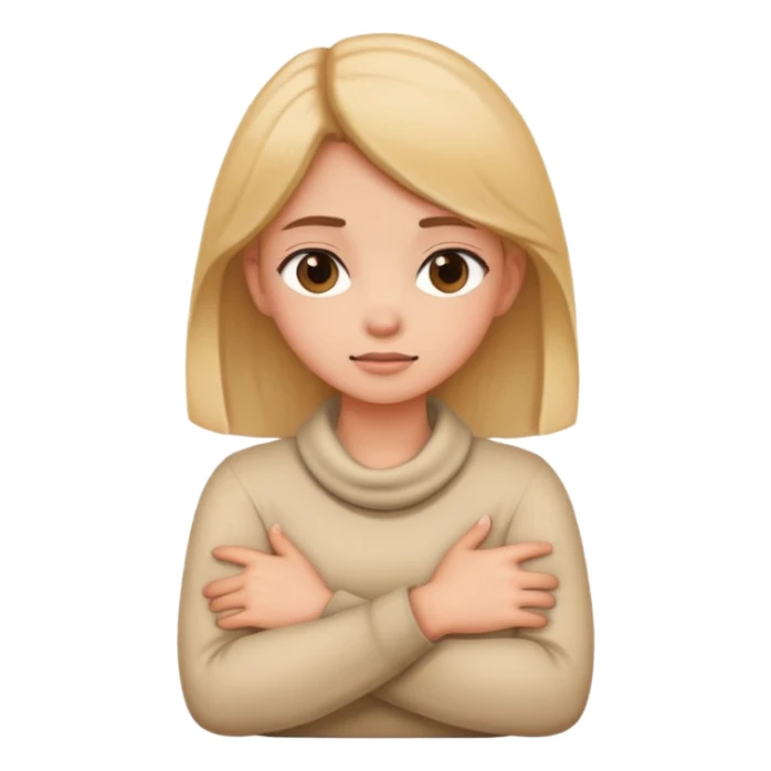 Crossing arms holding neck girl sticker