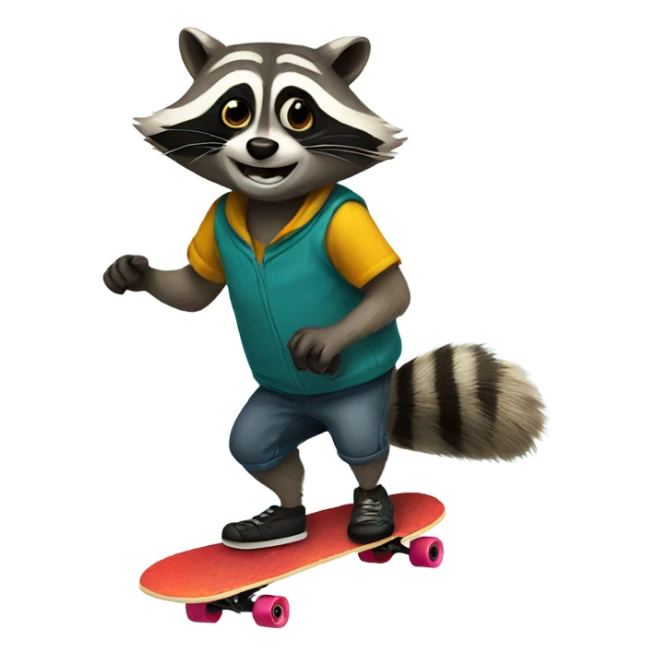 Raccoon riding skateboard sticker