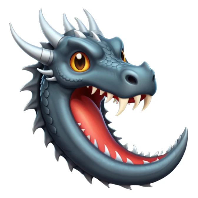iOS style emoji, minimal dragon fang, dark fantasy object sticker